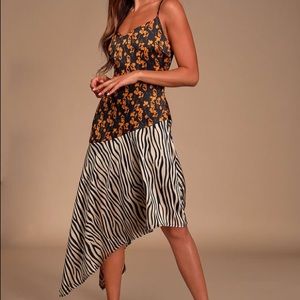 Multi print asymmetrical dress